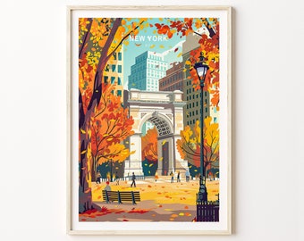 New York Reise Poster, New York USA Stadt Druck, USA Wandkunst, New York Herbst Poster, Reisender Wohnkultur, personalisierte Geschenke