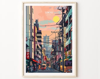 Tokyo Japan City Travel Poster, Tokyo Travel Wall Art, Japans Decor, Japan Travel Gifts, Cityscape Poster, Huwelijksgeschenken
