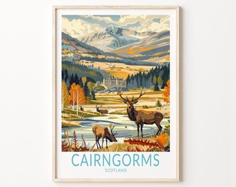 Cairngorms Reiseplakat, Schottland Wandkunst, Nationalpark Druck, Cairngorms Schottland Wanddekor, Reiseplakat, personalisierte Geschenke