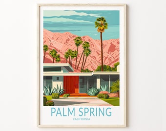 Palm Springs Travel Poster, California City Travel Print, Palm Springs Wall Art, California Travel Gift Wall Decor, Home Decor
