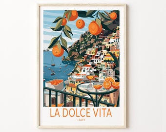 La Dolce Vita Italien Poster, Italien Wandkunst, La Dolce Vita Orange Druck