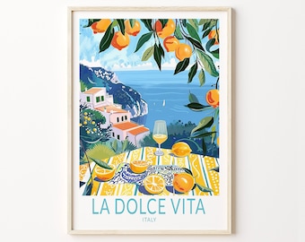 La Dolce Vita Italy Print, Italy Lemons Poster, La Dolce Vita Coast Print, Italy Wall Art Decor, Honeymoon Gifts, Travel Poster