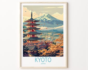 Kyoto Japan Travel Print, Japan Wall Art, Japanese Poster, Kyoto Cityscape, Japan Art Print, City Poster, Birthday Present