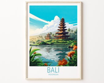バリ　インドネシア　絵画 バリ島インドネシア旅行ポスター、インドネシアシティウォールアート
