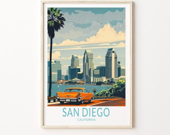 San Diego California Poster, California City Wall Art, California Coast Wall Decor, San Diego Travel Poster, Birthday Gifts