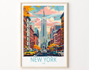 New York Reise-Druck, New York USA Stadt-Poster, New Yorker Wand-Kunst-Dekor, USA-Druck, Reisender-Dekor, personalisiertes Geschenk
