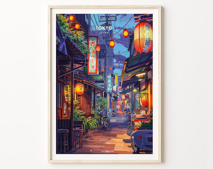 Tokyo Japan Travel Poster, Japan City Print, Japanese Wall Art, Tokyo Cityscape Poster Print, Wedding Gifts, Personalised Present