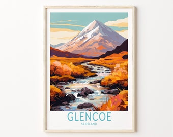 Resetryck med Glencoe Skottland, affischtryck med Glencoe Edinburgh, väggkonst med Glencoe, väggdekoration med skotska parker, födelsedagspresenter