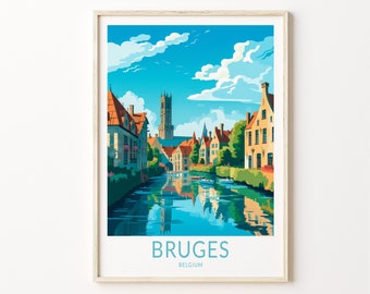 Bruges City Travel Print, Bruges Belgium Travel Poster Print, Belgium City Wall Art, Bruges Travel Wall Decor, Belgium Wall Art