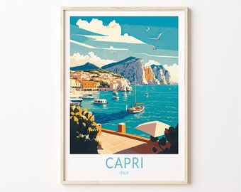 Capri Travel Print, Italy Capri Travel Poster, Travel Wall Art, Italy Artwork, Capri Travel Gift Wall Decor, Italy Travel Art