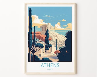 Athens Greece Travel Print, Athens Parthenon Travel Art Wall Decor, Parthenon Greece, Home Decor Wall Art City Travel Poster Gifts