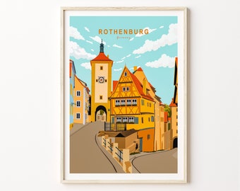 Rothenburg ob der Tauber Germany Travel Poster, Rothenburg City print, Rothenburg Germany Wall Art, Custom Germany Travel Wall Decor