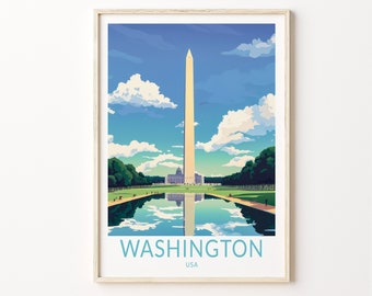 Impresión de viajes de Washington Dc, Impresión de carteles de Washington DC, Arte de la pared de Washington DC, Decoración de la pared de Washington DC, Decoración del hogar de viajes