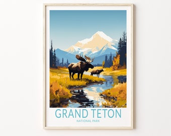 Grand Teton Travel Poster, Grand Teton Poster, National Parks Postcard Custom Travel Print, Personalized Travel Poster, Birthday Gifts
