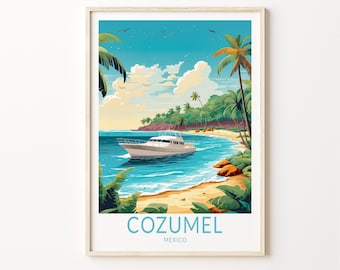 Cozumel Mexico Travel Poster, Cozumel Travel Poster Print, Mexico Cozumel Island Travel Poster Wall Art, Mexico Travel Gift Wall Decor