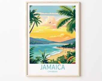 Jamaica Travel Poster, Jamaica Caribbean Poster Print, Jamaica Custom Travel Print, Personalized Travel Poster, Birthday Gifts