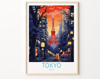Tokyo Japan Asia Travel Print, Japan Tokyo Travel Poster Print, Tokyo City Wandkunst, Japan Tokyo Reise-Wand-Dekor, Geburtstagsgeschenk