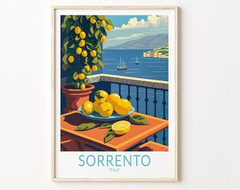 Sorrento Italy Lemon Coast Travel Print, Sorrento Italy Lemons Travel Poster Print, Sorrento Wall Art, Fruit Travel Wall Decor