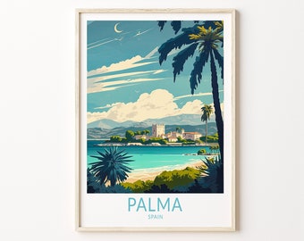 Palma de Mallorca Spain Travel Print, Palma Spain Coast Poster Print, Spain Coastline Wall Art, Spain City Landscape Wall Art