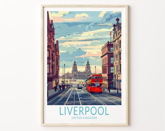Liverpool Travel Print, Liverpool England Travel Poster, Liverpool City Print, United Kingdom Wall Art, Travel Prints, Birthday Present
