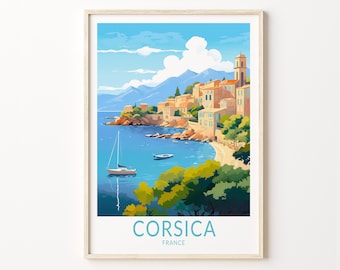 Corsica France Travel Print, Corsica Coast Poster Print, Corsica Coastel Wall Art, France COTE D Azur Coast Wall Decor