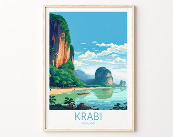 Krabi Thailand Travel Print, Krabi Thailand Island Poster Print, Krabi Wall Art, Thailand Krabi Island, Honeymoon Travel Poster