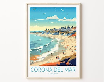 Corona Del Mar California Travel Print, Newport Beach Poster Print, Newport Beach Wall Art, California Coast Wall Decor