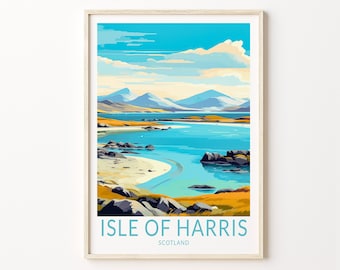 Isle of Harris Travel Poster, Isle of Harris Scotland Poster Print, Isle of Harris island Wall Art, Scotland Travel Gifts