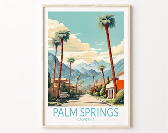 Póster de Palm Springs, póster de viaje artístico de Palm Springs, arte mural de la ciudad de California, decoración de pared de Palm Springs, regalos de boda