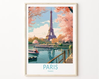 Paris Travel Print Wall Art, Eiffel Tower Paris France Travel Poster, Europe Travel Poster, Traveler Home Décor, Traveler Gift