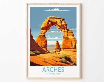 Arches National Park Arizona Utah Travel Poster, Utah Arches National Park Travel Poster Print, National Parks Wall Art