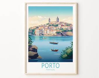 Porto Portugal Travel Poster, Porto Portugal Poster Print, Porto Lisbon Braga Portugal Custom Travel Poster, Birthday Gifts