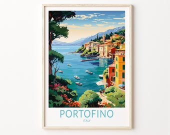 Portofino Italy Travel Print, Portofino Travel Poster Print, Portofino Amalfi City Wall Art, Italy Travel Coast Wall Decor