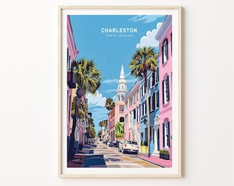 Charleston Travel Print, South Carolina Travel Wall Art, Charleston South Carolina Home Decor Poster, Birthday Gifts