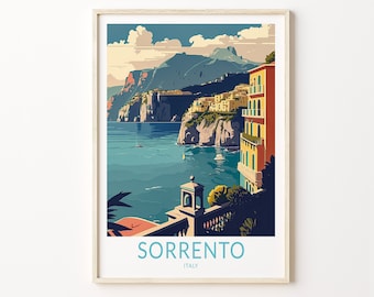 Sorrento Italy Coast Travel Print, Sorrento Italy Travel Poster Print, Sorrento Wall Art, Italy Coast Travel Wall Decor
