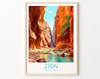 Zion Utah Travel Print Wall Art, Zion National Park Travel Poster, National Parks Traveler Gift, Utah Travel Poster, National Park Print