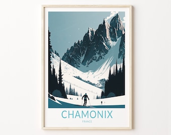Chamonix Travel Print, France Chamonix Winter Poster Print