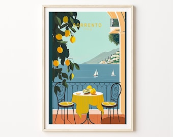 Sorrento Italy Lemons Coast Travel Print, Sorrento Italy Lemons Travel Poster Print, Sorrento Wall Art, Food, Fruit Wall Decor
