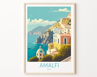 Amalfi City Travel Print, Amalfi Wall Art Italy Travel Poster Print, Italy Amalfi City Wall Art, Italy Travel Poster