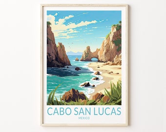 Cabo San Lucas Travel Poster, Cabo San Lucas Mexico City Travel Poster Print, Cancun, Cabo San Lucas Travel Poster Wall Art