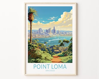 ポイント ロマ サンディエゴ旅行壁アート、ポイント ロマ カリフォルニア旅行ポスター、カリフォルニア ポイント ロマ コースト壁アート、旅行者ホームデコレーション