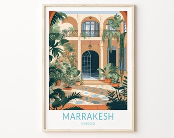 Marrakesh Travel Poster, Marrakesh Morocco Wall Art, Morocco Travel Print, House Warming Gifts, Wedding Gifts, Travel Gifts