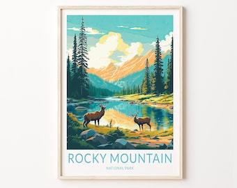 Rock Mountain National Park Travel Print, Rock Mountain Poster Print, National Parks Wall Art, National Parks Poster, Birthday Gift