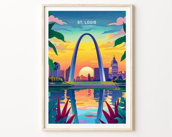 St. Louis Print, Missouri Wall Art, St. Louis Missouri Sunset Poster, The Gateway Arch Wall Decor, Birthday Gifts, Home Decor