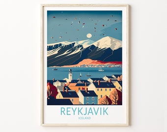 Reykjavík Travel Poster Wall Art, Iceland Reykjavík Poster, Reykjavík Travel Wall Art, Iceland Travel Print, Reykjavík Travel Gift