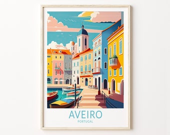 Aveiro Portugal Travel Poster, Aveiro Travel Poster Print, Aveiro Wall Art, Portugal Aveiro City Wall Art Gallery, Birthday Present