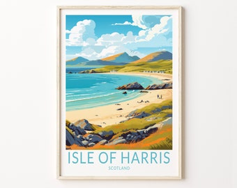 Isle of Harris Travel Poster, Isle of Harris Scotland Print, Isle of Harris island Wall Art, Travel Gifts, Home Decor