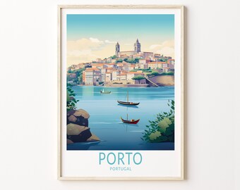 Porto Portugal Travel Poster, Porto Portugal Poster, Porto Portugal Postcard Custom Travel Print, Personalized Travel Poster