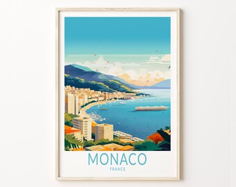 Monaco Travel Poster, Monaco France Poster Print, Monaco Wall Art, France Wall Art, Birthday Gifts, Custom Travel Gift Wall Art