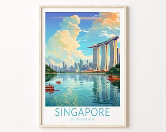 Poster da parete di Singapore Asia Travel, poster di Singapore Southeast Asia, poster di Singapore Travel, regalo di viaggio in Asia